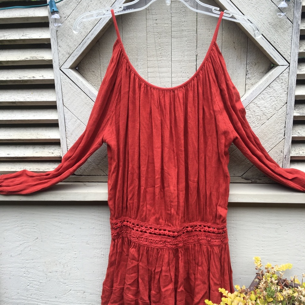 Orange open shoulder top